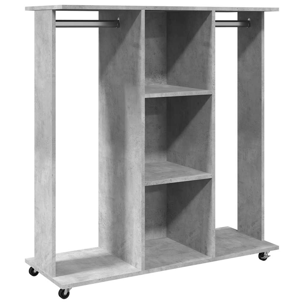 Portant à vêtements à roulettes Gris béton 102x38x110 cm Bois d'ingénierie