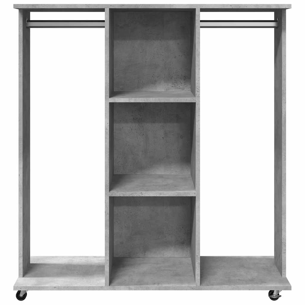 Portant à vêtements à roulettes Gris béton 102x38x110 cm Bois d'ingénierie