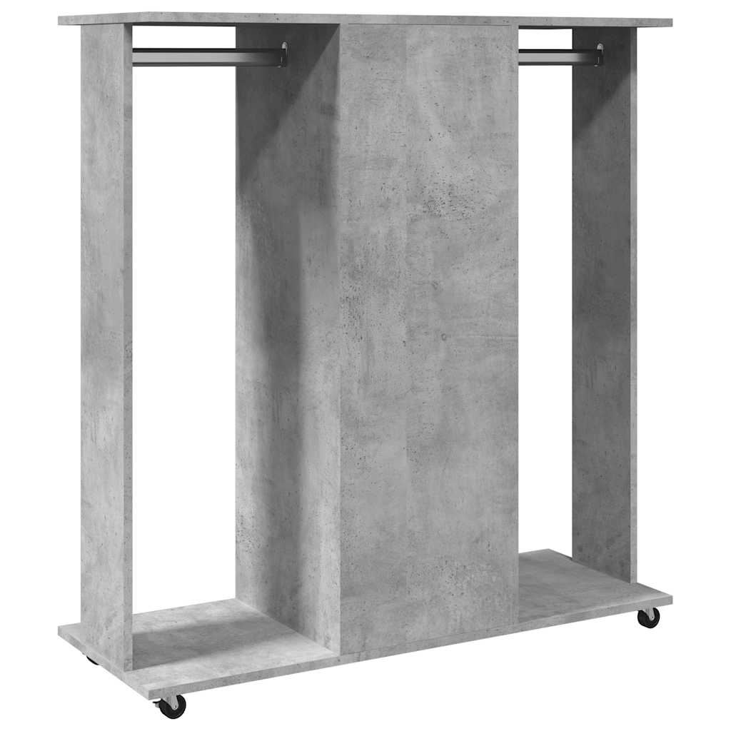 Portant à vêtements à roulettes Gris béton 102x38x110 cm Bois d'ingénierie