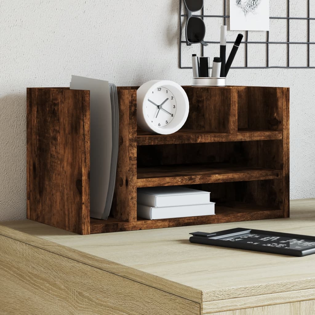 Organisateur de bureau en aggloméré chêne fumé 44,5x24x25 cm