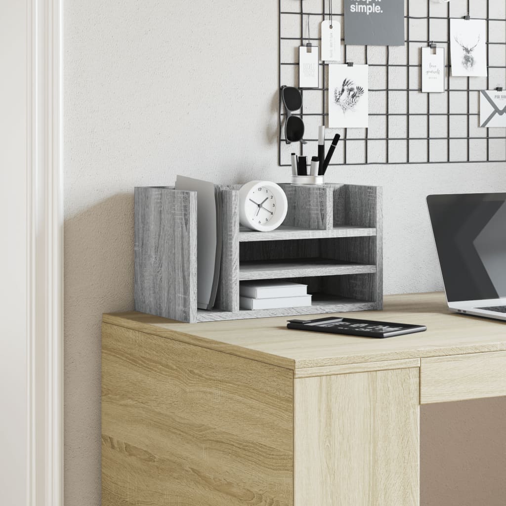 Organiseur de bureau gris Sonoma 44,5x24x25 cm en bois d'ingénierie