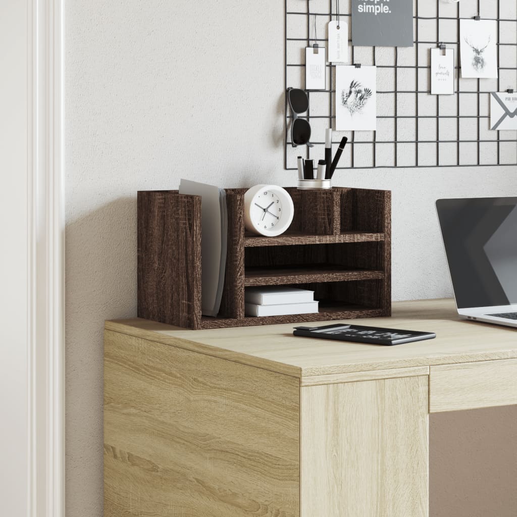 Desk Organizer Brown Oak 44.5x24x25 cm Engineered Wood