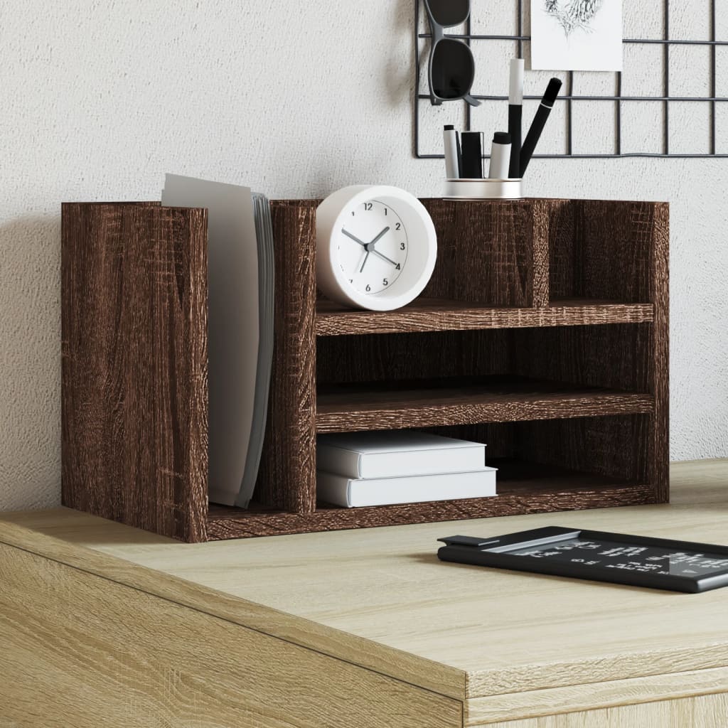 Desk Organizer Brown Oak 44.5x24x25 cm Engineered Wood