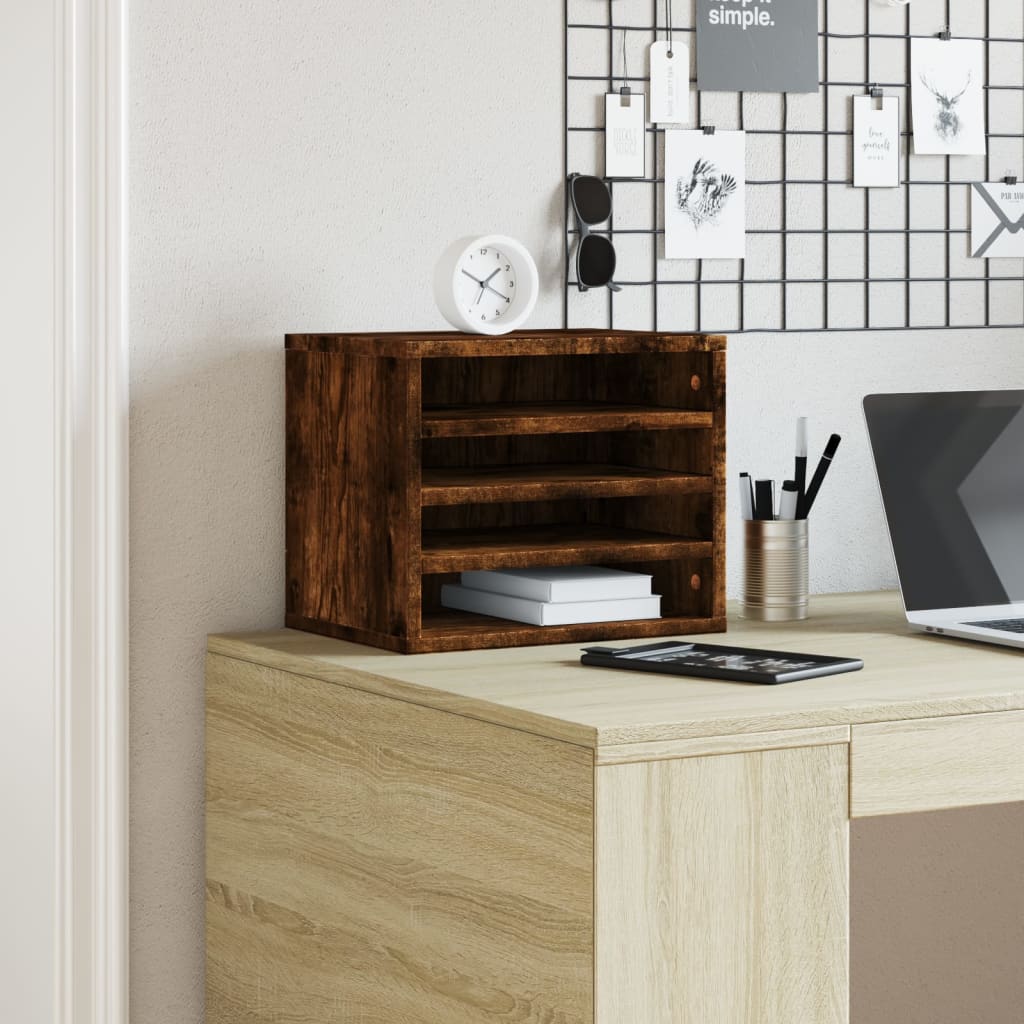 Organiseur de bureau chêne fumé 36x26x29,5 cm matériau à base de bois