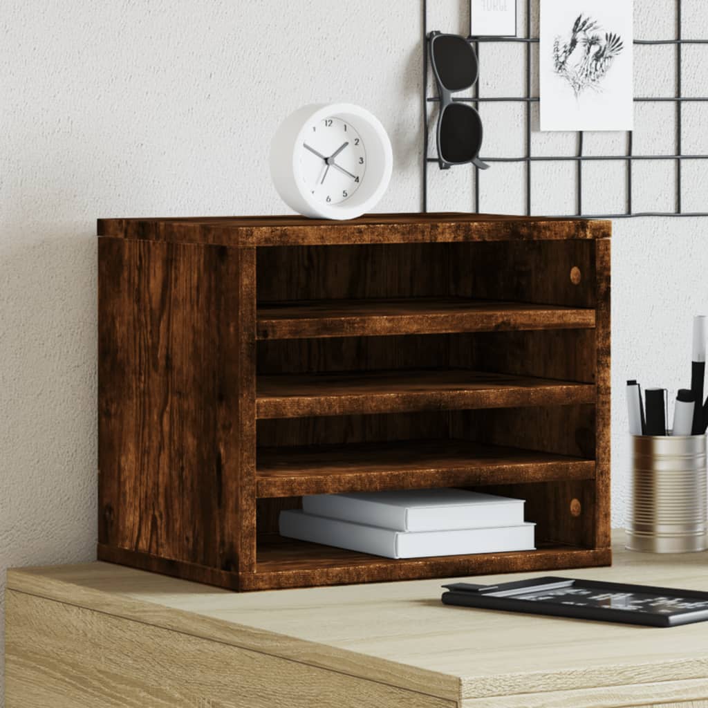 Organiseur de bureau chêne fumé 36x26x29,5 cm matériau à base de bois