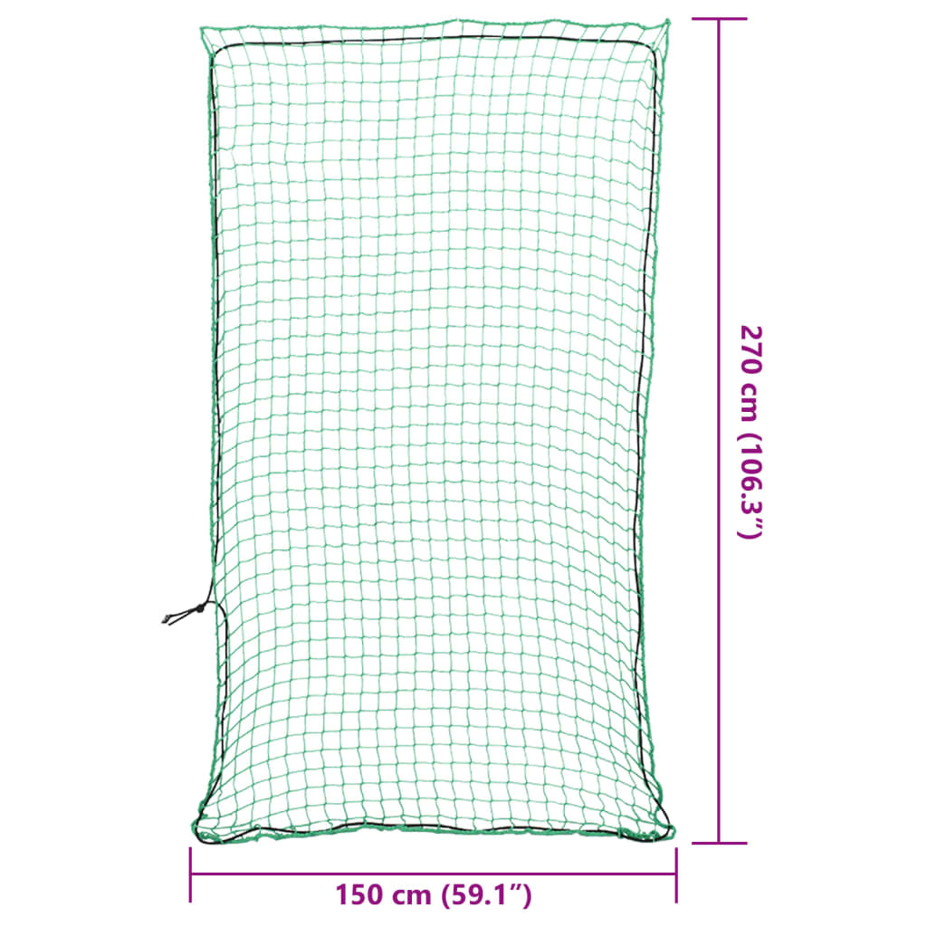 Filet de remorque avec tendeur élastique vert 2,7x1,5 m PP