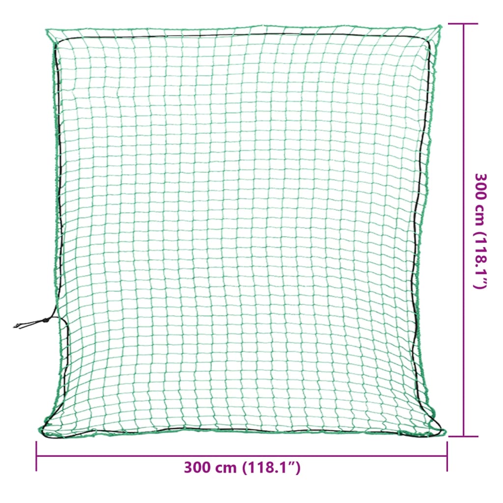 Filet de remorque avec corde élastique vert 3x3 m PP