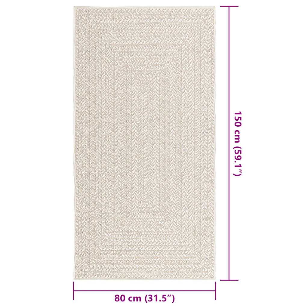 Carpet ZIZUR Cream 80x150 cm Jute look Indoor and Outdoor