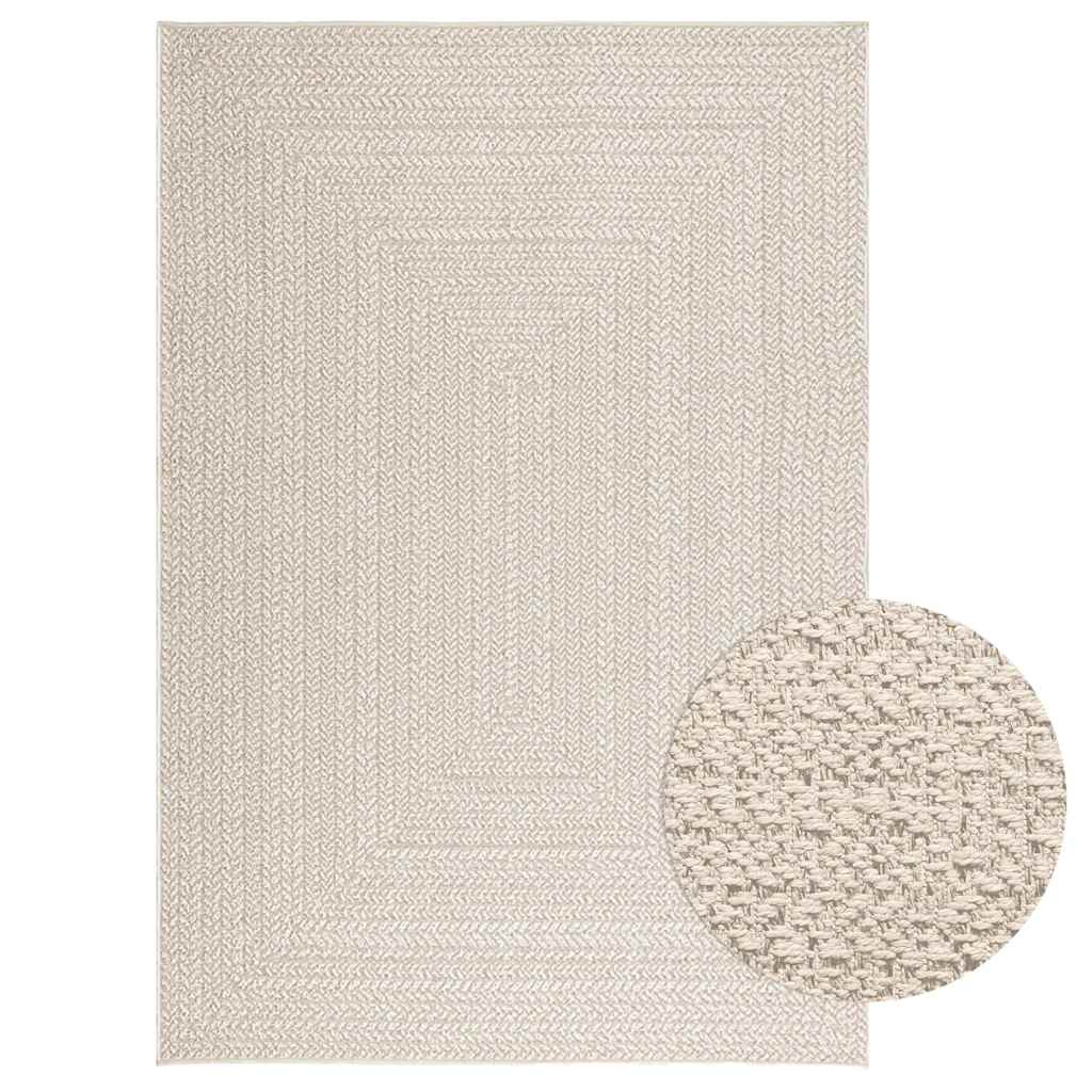 Tapis ZIZUR Crème 140x200 cm Effet jute Intérieur et Extérieur