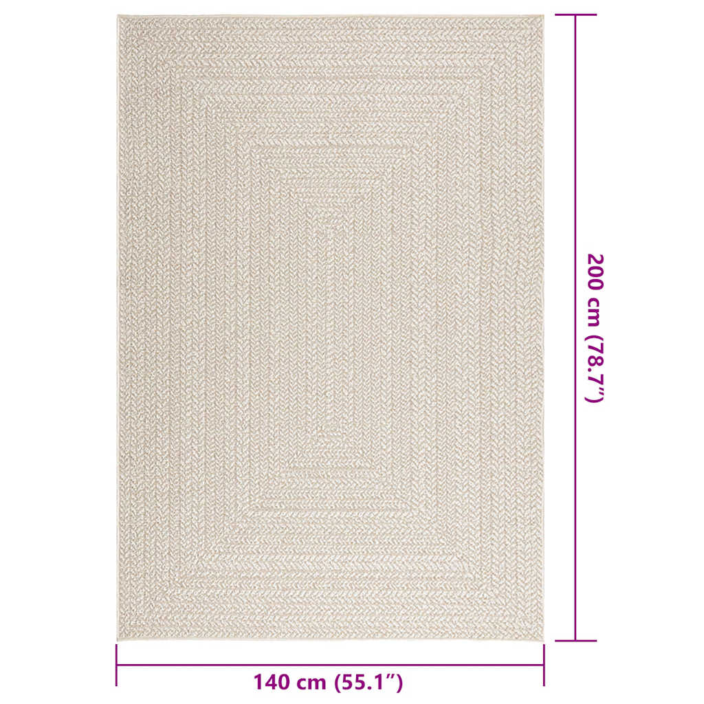 Tapis ZIZUR Crème 140x200 cm Effet jute Intérieur et Extérieur