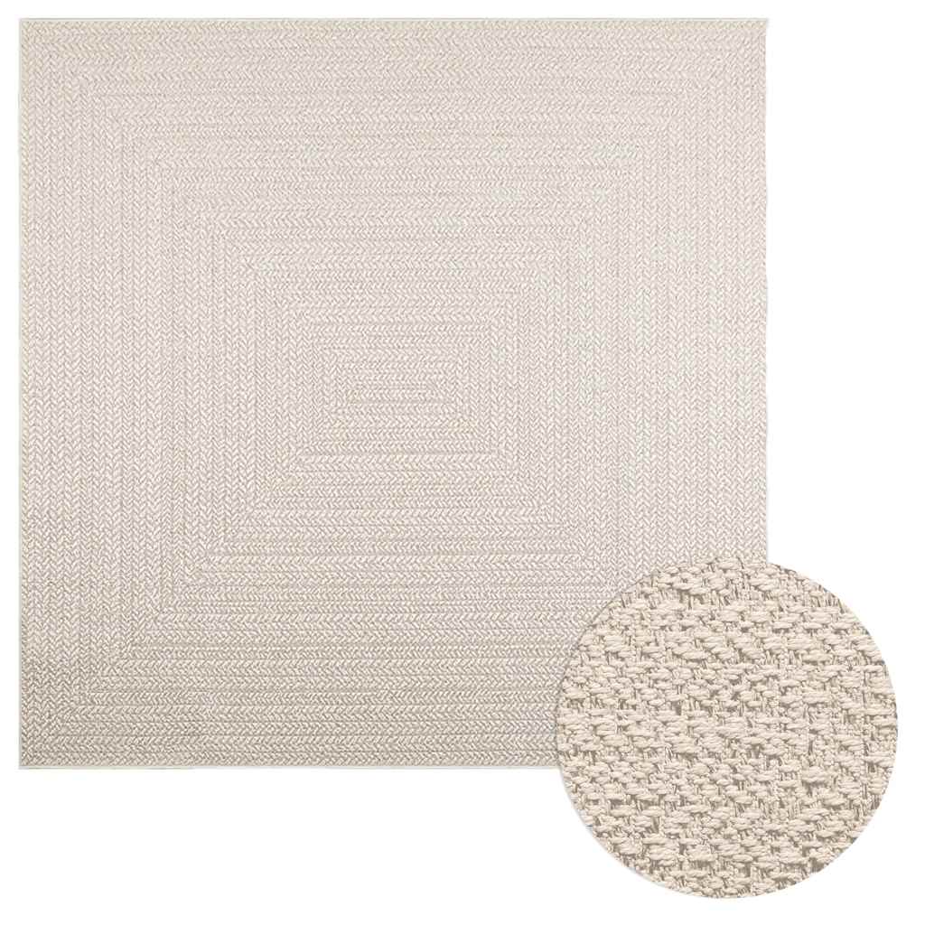 Rug ZIZUR Cream 200x200 cm Jute-look Indoor and Outdoor