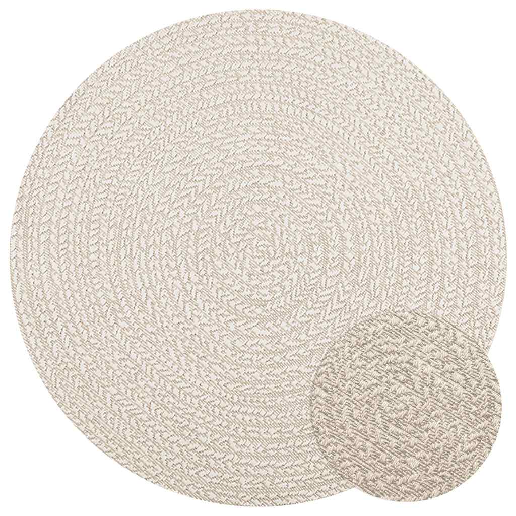 Rug ZIZUR Cream Ø 120 cm Jute-Look Indoor and Outdoor
