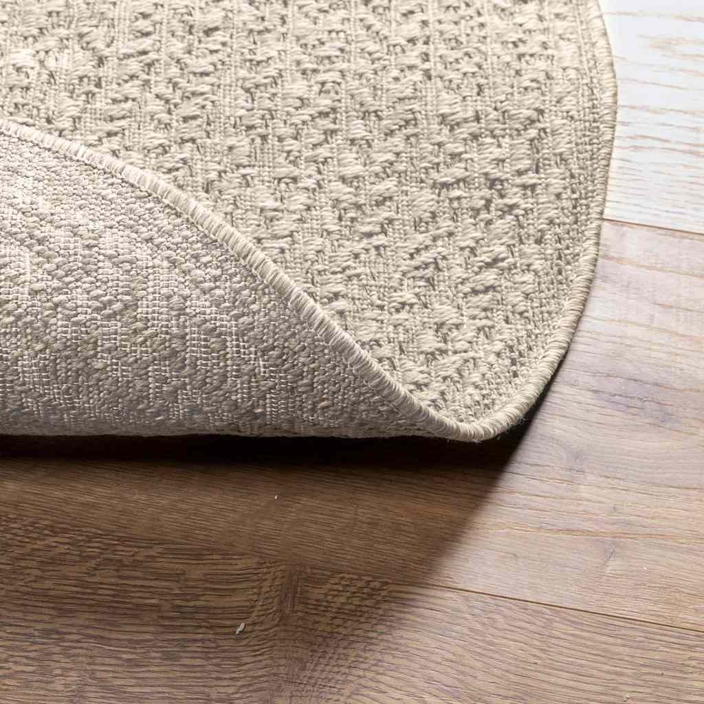 Rug ZIZUR Cream Ø 120 cm Jute-Look Indoor and Outdoor