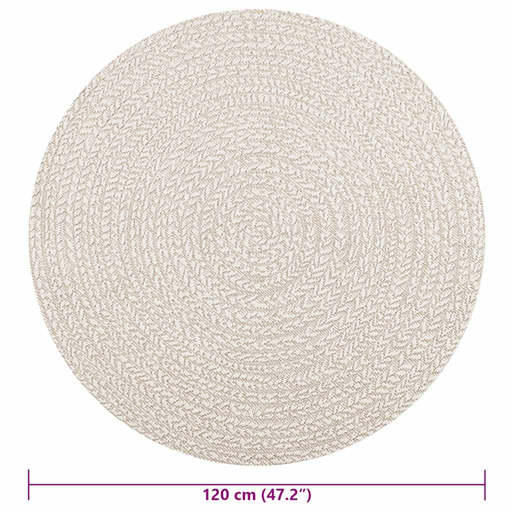 Rug ZIZUR Cream Ø 120 cm Jute-Look Indoor and Outdoor