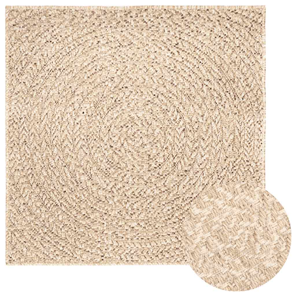 ZIZUR Beige Rug 200x200 cm Jute Look Indoor and Outdoor