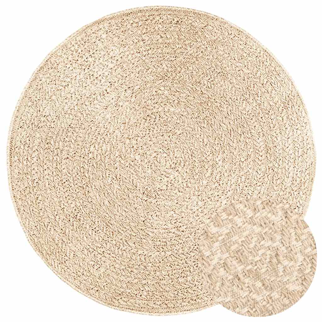 Tapis ZIZUR Beige Ø 120 cm Aspect jute Intérieur et extérieur