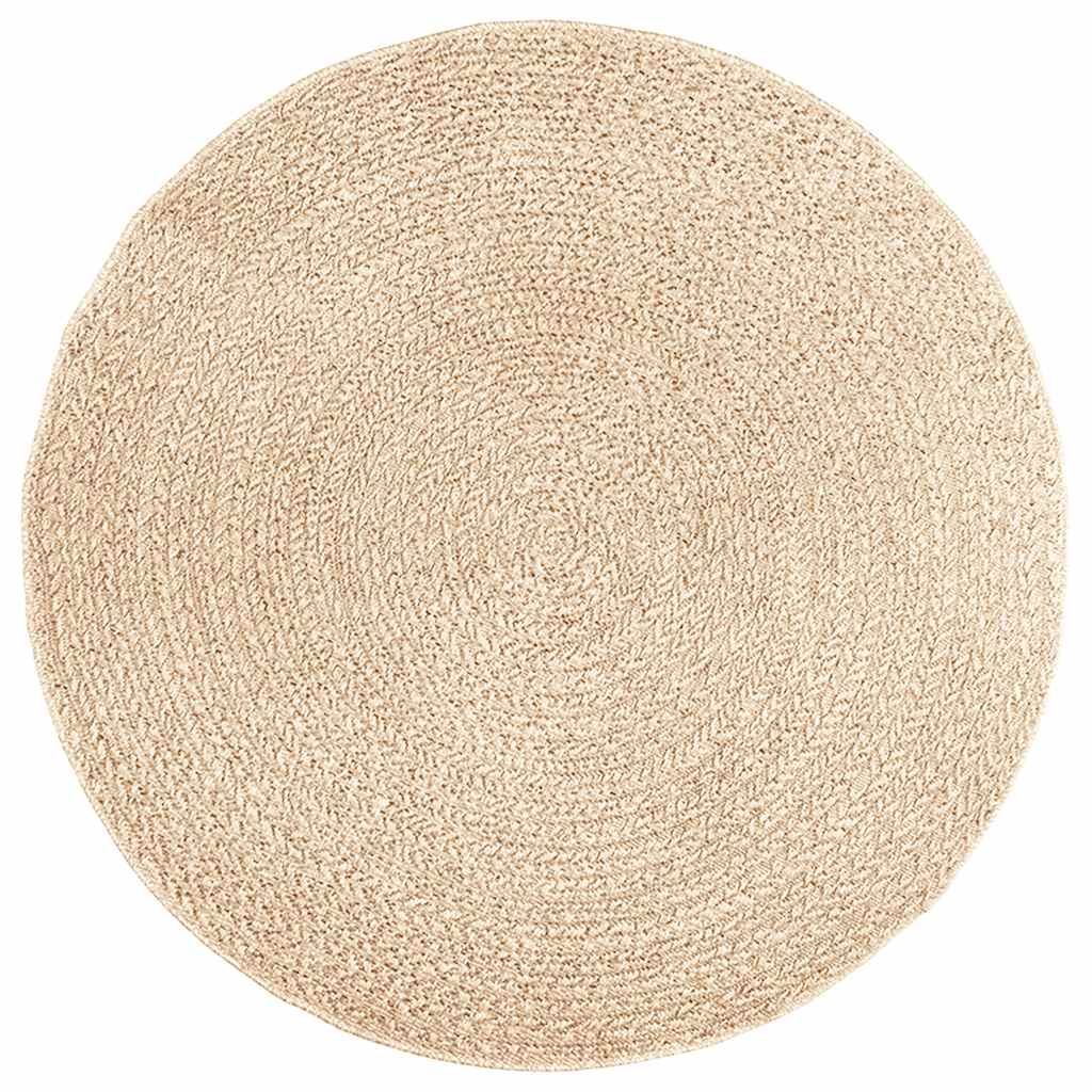 Rug ZIZUR Beige Ø 160 cm Jute-look Indoor and Outdoor