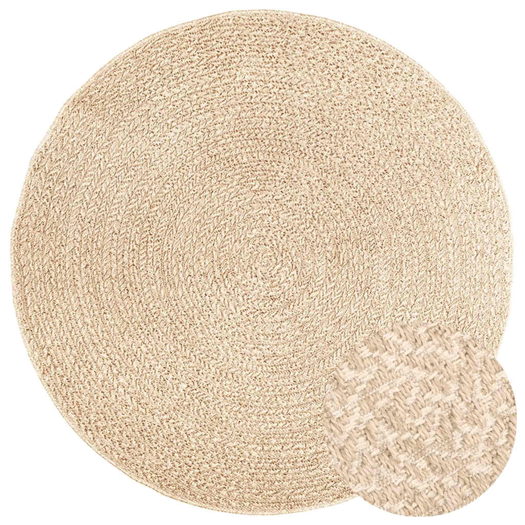 Rug ZIZUR Beige Ø 160 cm Jute-look Indoor and Outdoor