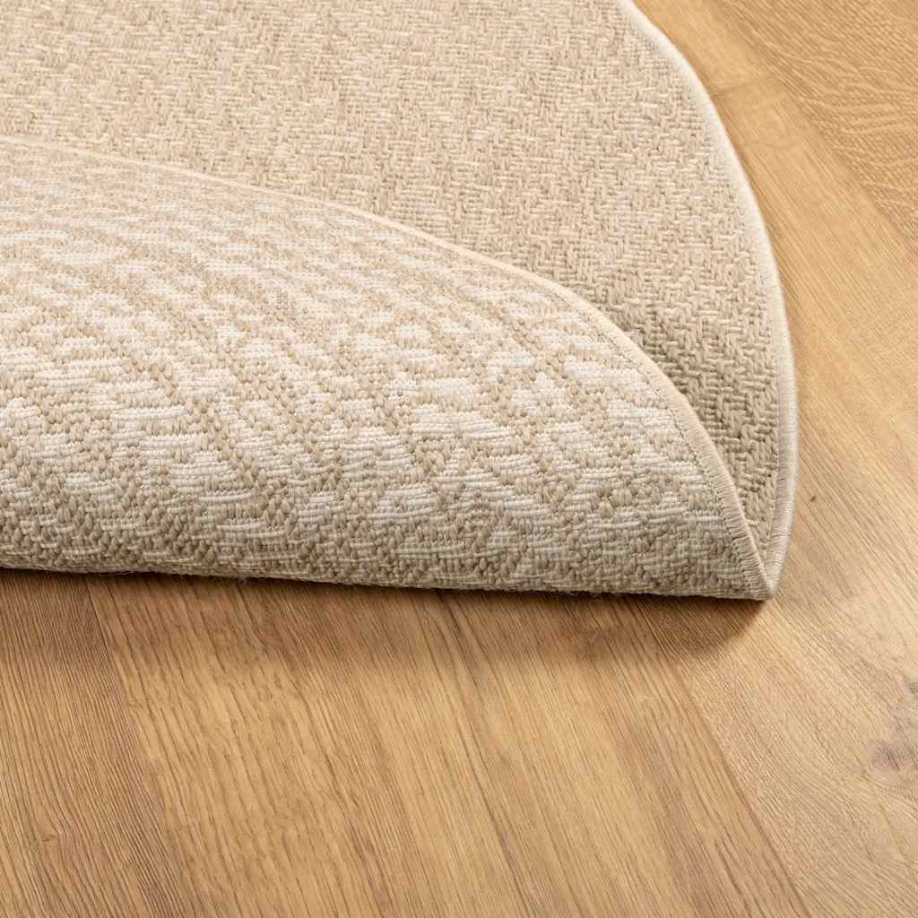 Rug ZIZUR Beige Ø 160 cm Jute-look Indoor and Outdoor
