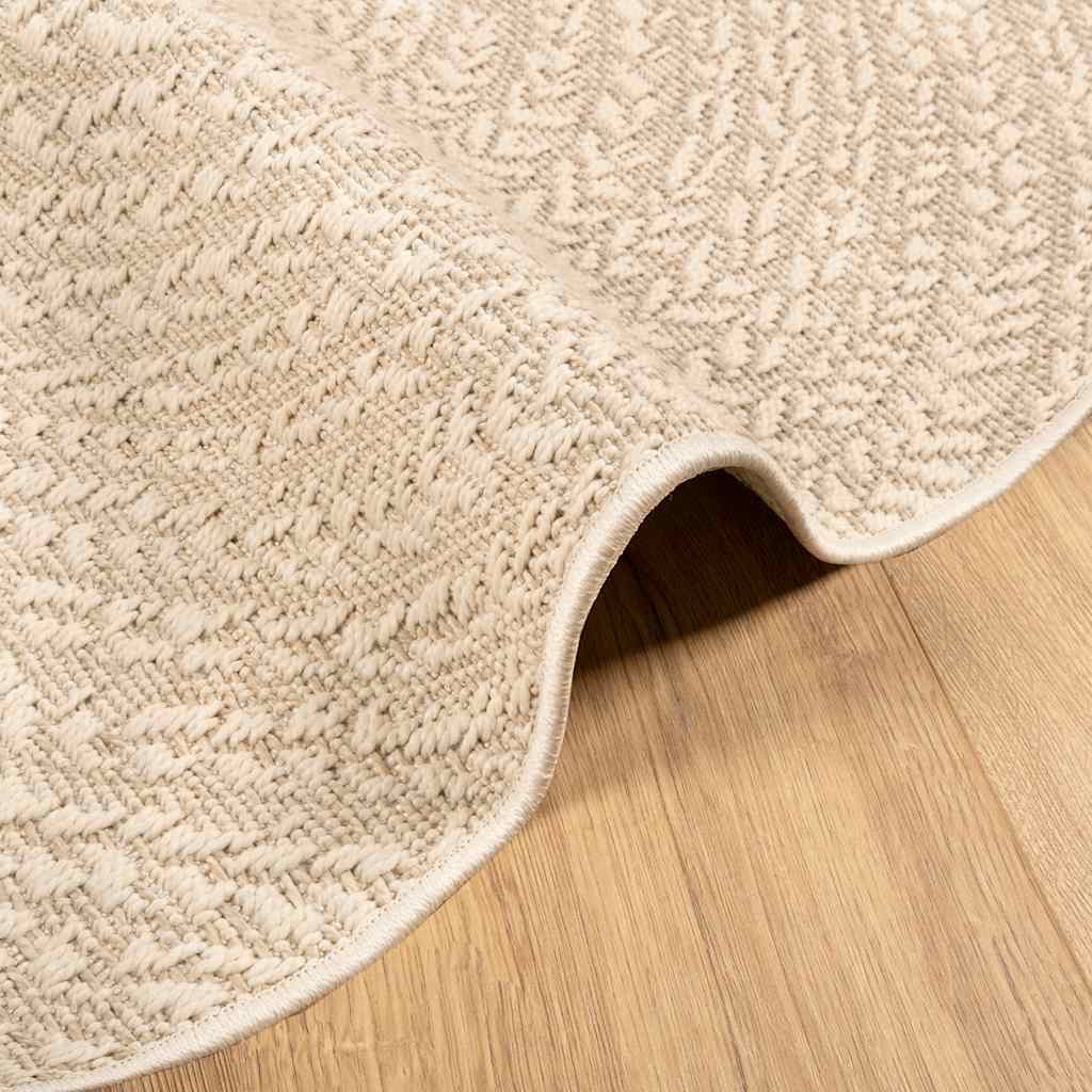 Rug ZIZUR Beige Ø 160 cm Jute-look Indoor and Outdoor