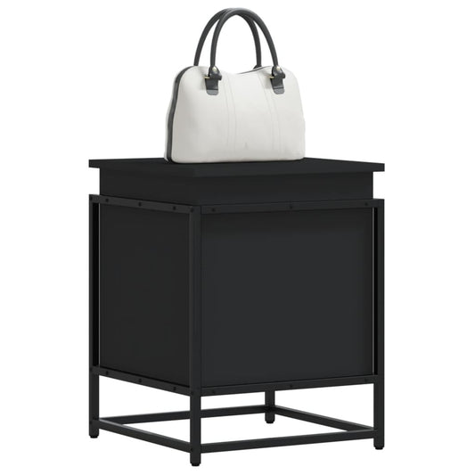 Storage Box with Lid Black 40x40x51.5 cm Wood-based Material