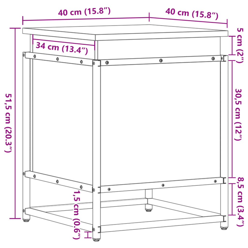 Storage box with lid Sonoma 40x40x51.5 cm Wood-based material