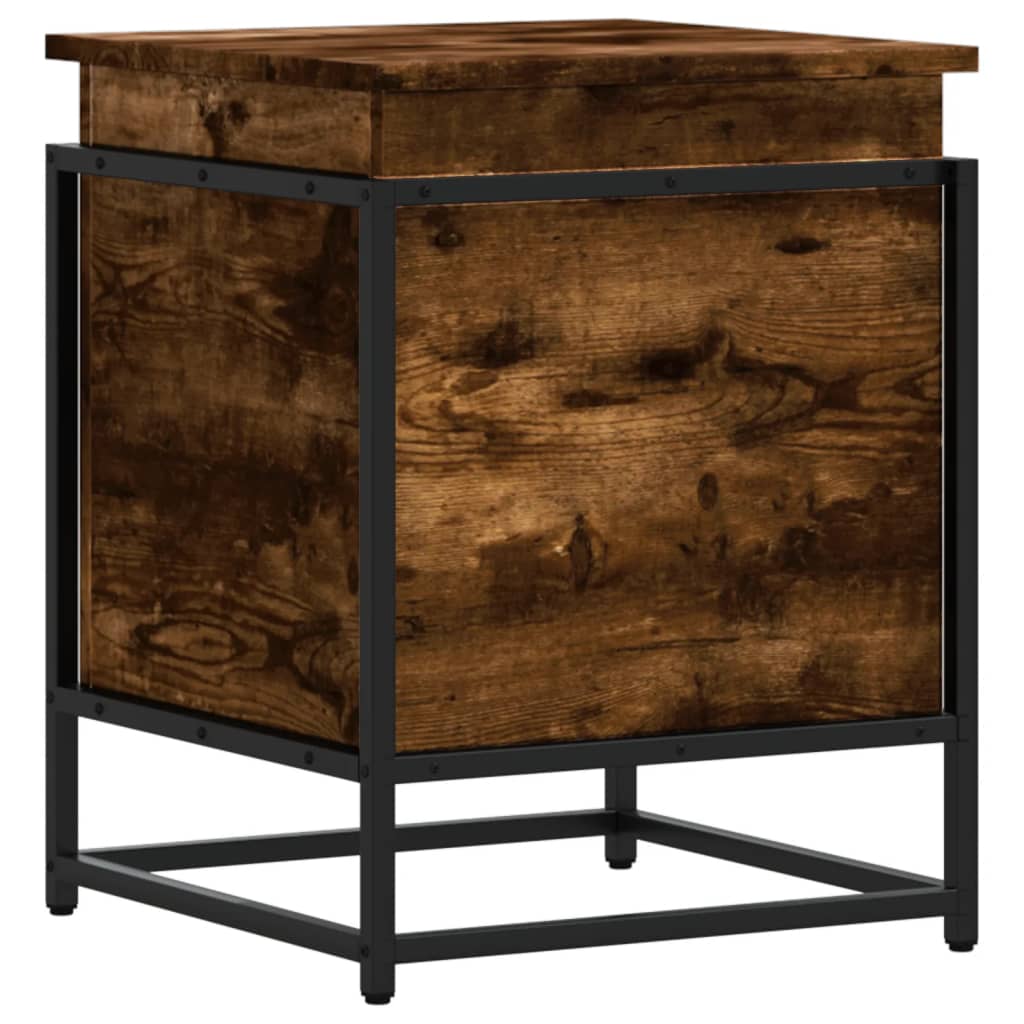 Storage box with lid smoked oak 40x40x51.5 cm