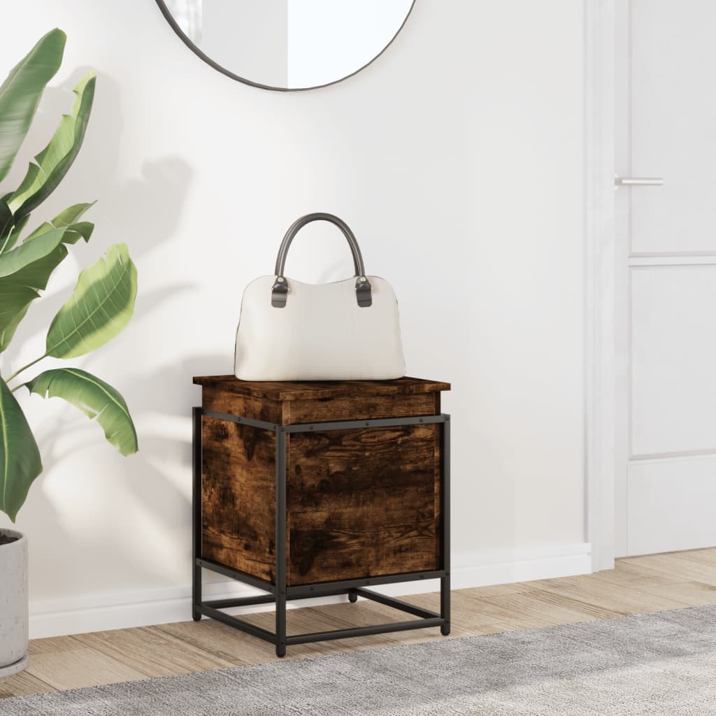 Storage box with lid smoked oak 40x40x51.5 cm
