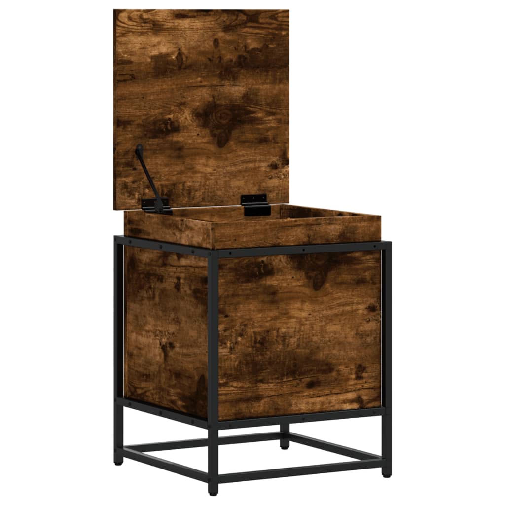 Storage box with lid smoked oak 40x40x51.5 cm