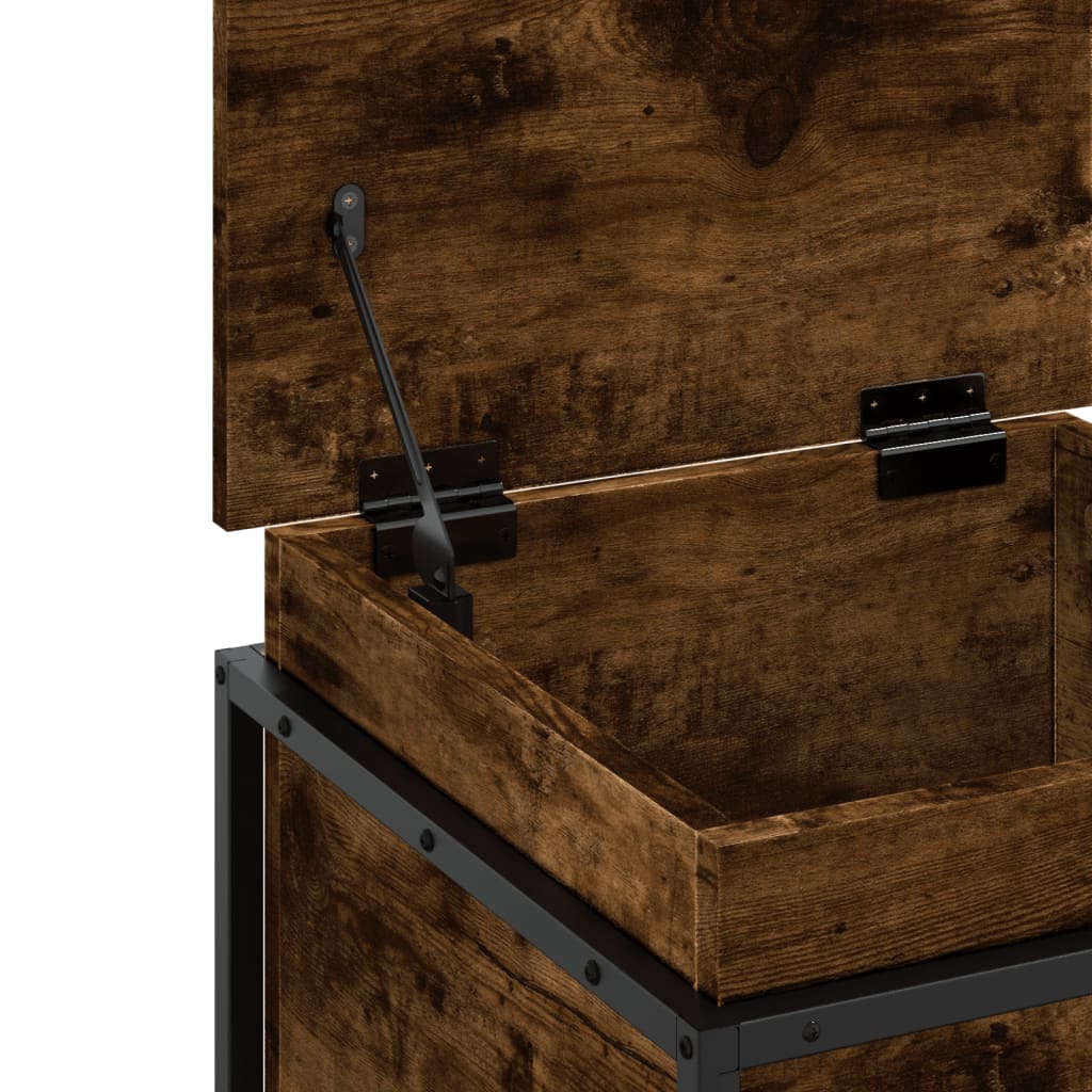 Storage box with lid smoked oak 40x40x51.5 cm
