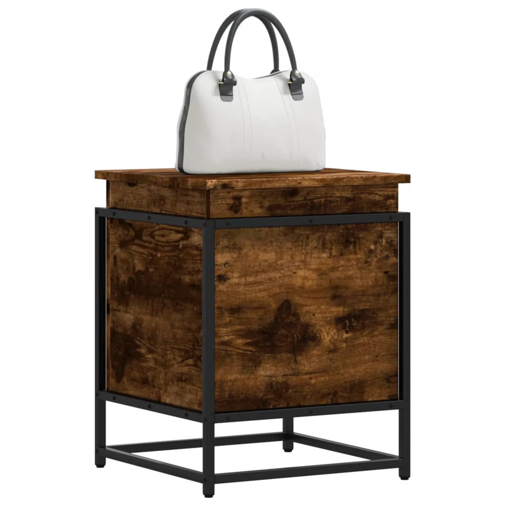 Storage box with lid smoked oak 40x40x51.5 cm