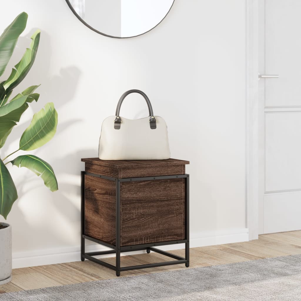 Boîte de rangement avec couvercle aspect chêne 40x40x51,5 cm