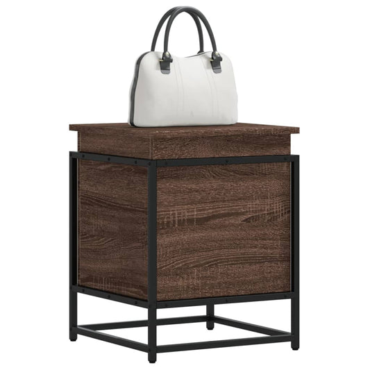 Storage box with lid oak-effect 40x40x51.5 cm