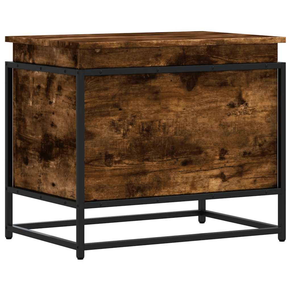 Storage box with lid smoked oak 60x40x51.5 cm