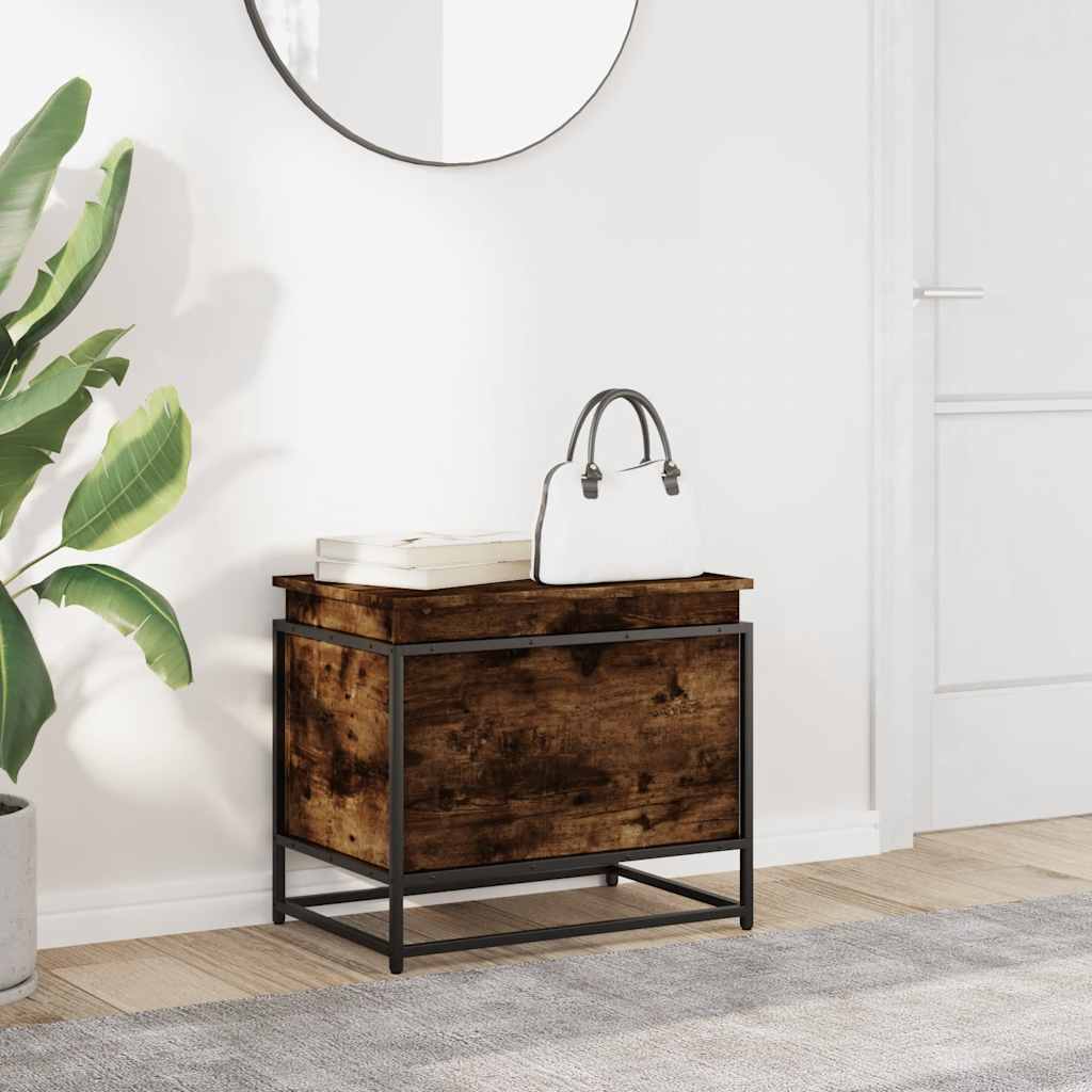 Storage box with lid smoked oak 60x40x51.5 cm
