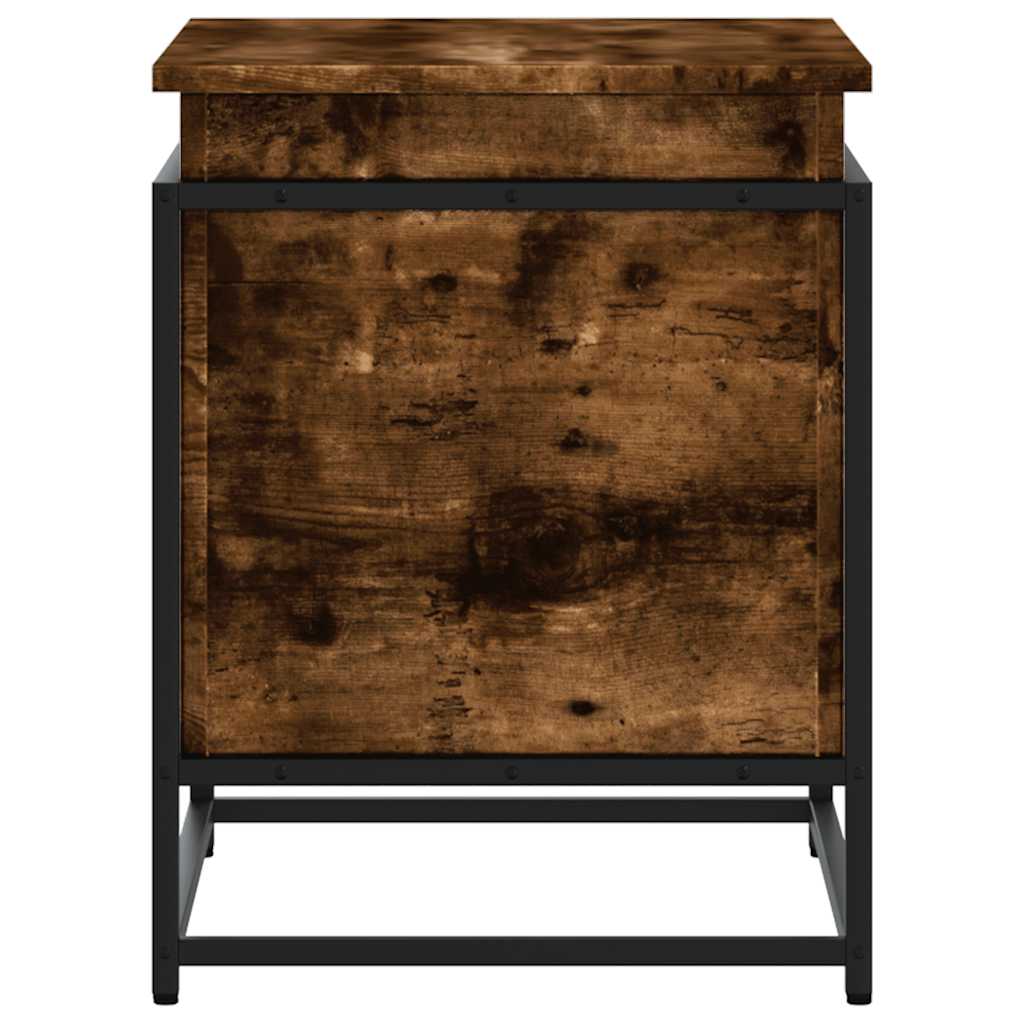 Storage box with lid smoked oak 60x40x51.5 cm