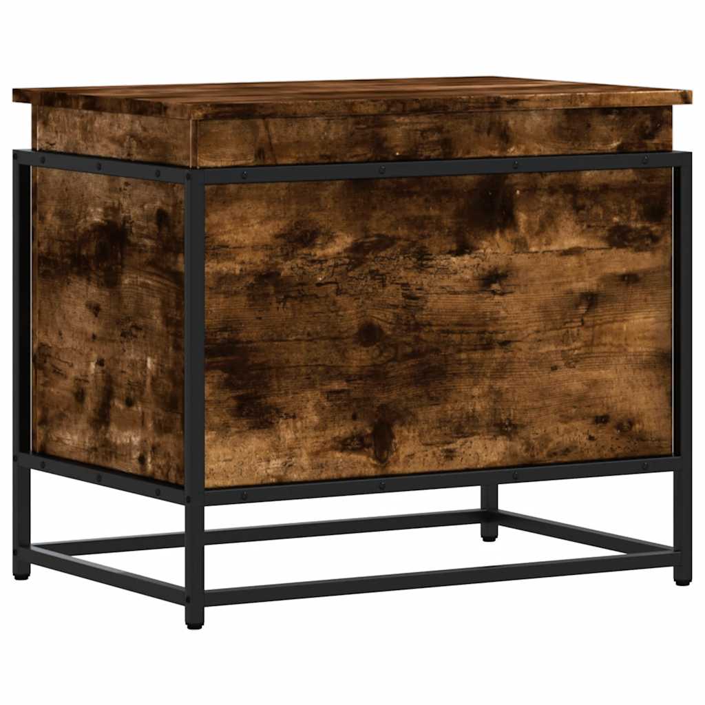 Storage box with lid smoked oak 60x40x51.5 cm