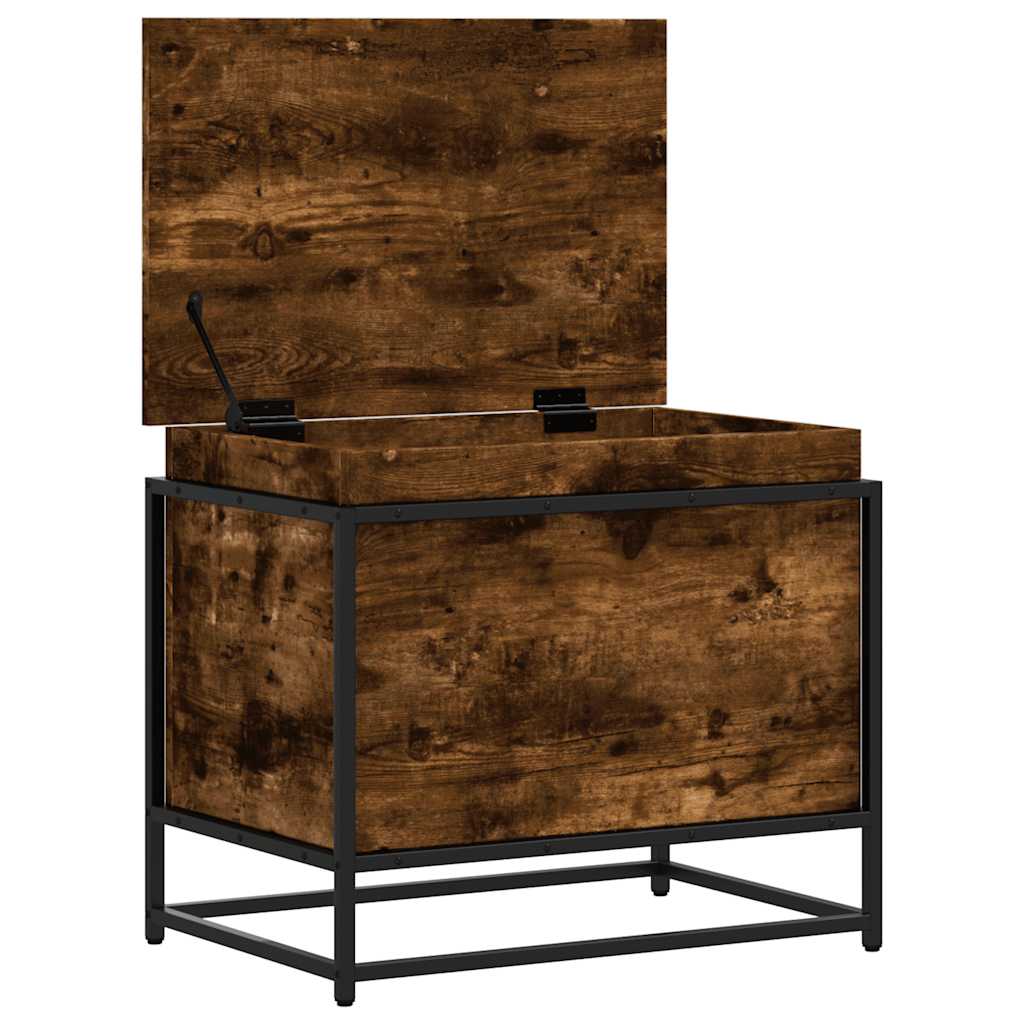 Storage box with lid smoked oak 60x40x51.5 cm