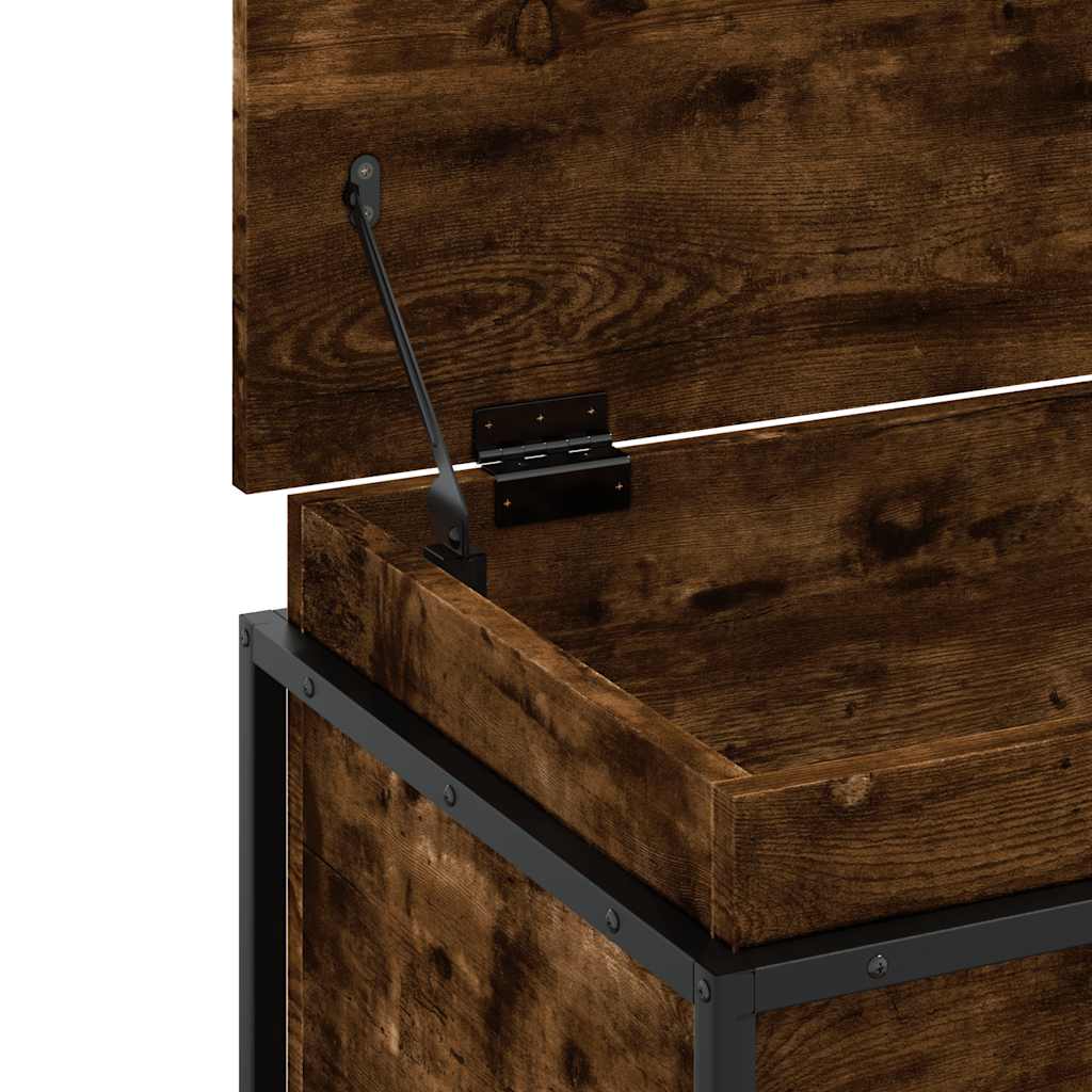 Storage box with lid smoked oak 60x40x51.5 cm