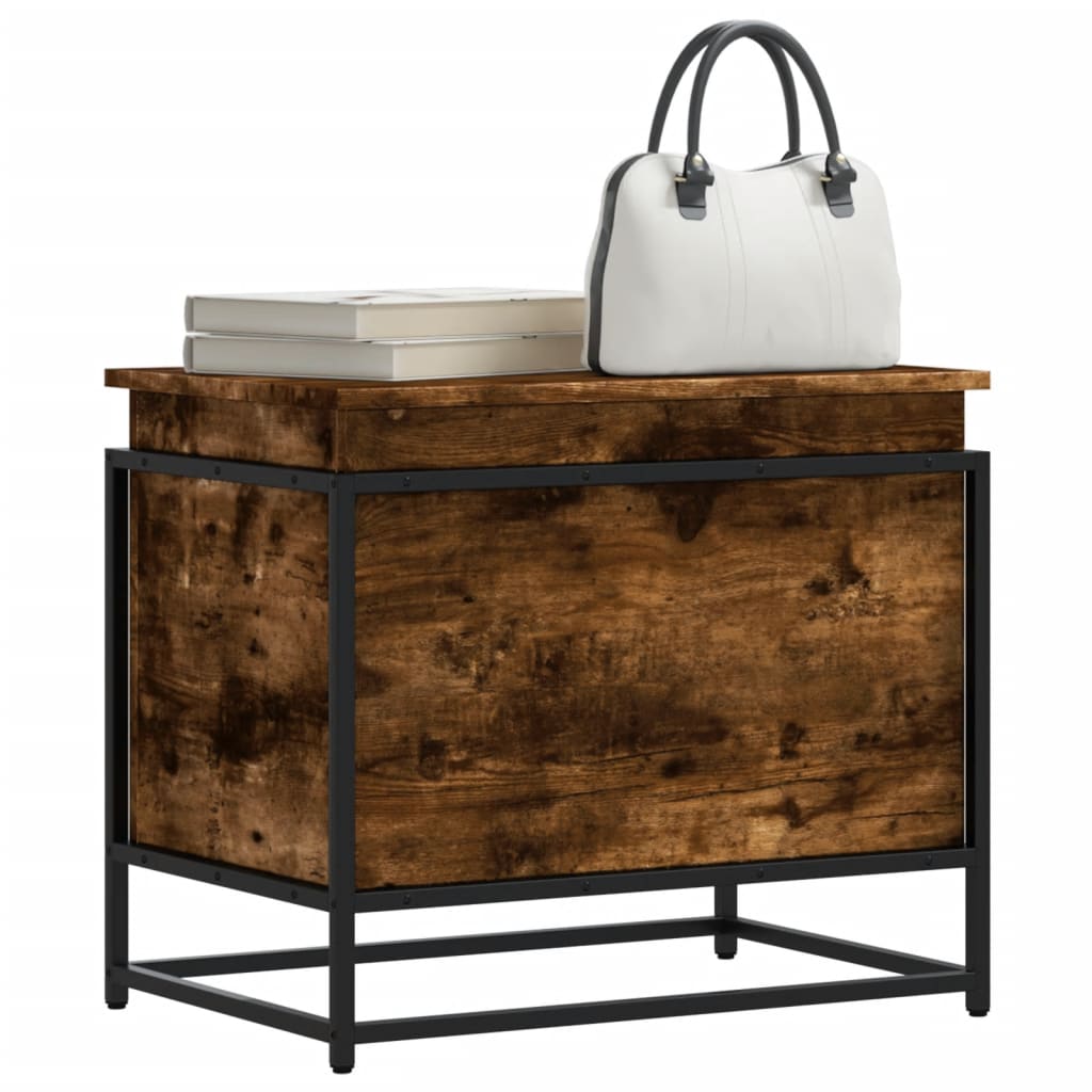 Storage box with lid smoked oak 60x40x51.5 cm