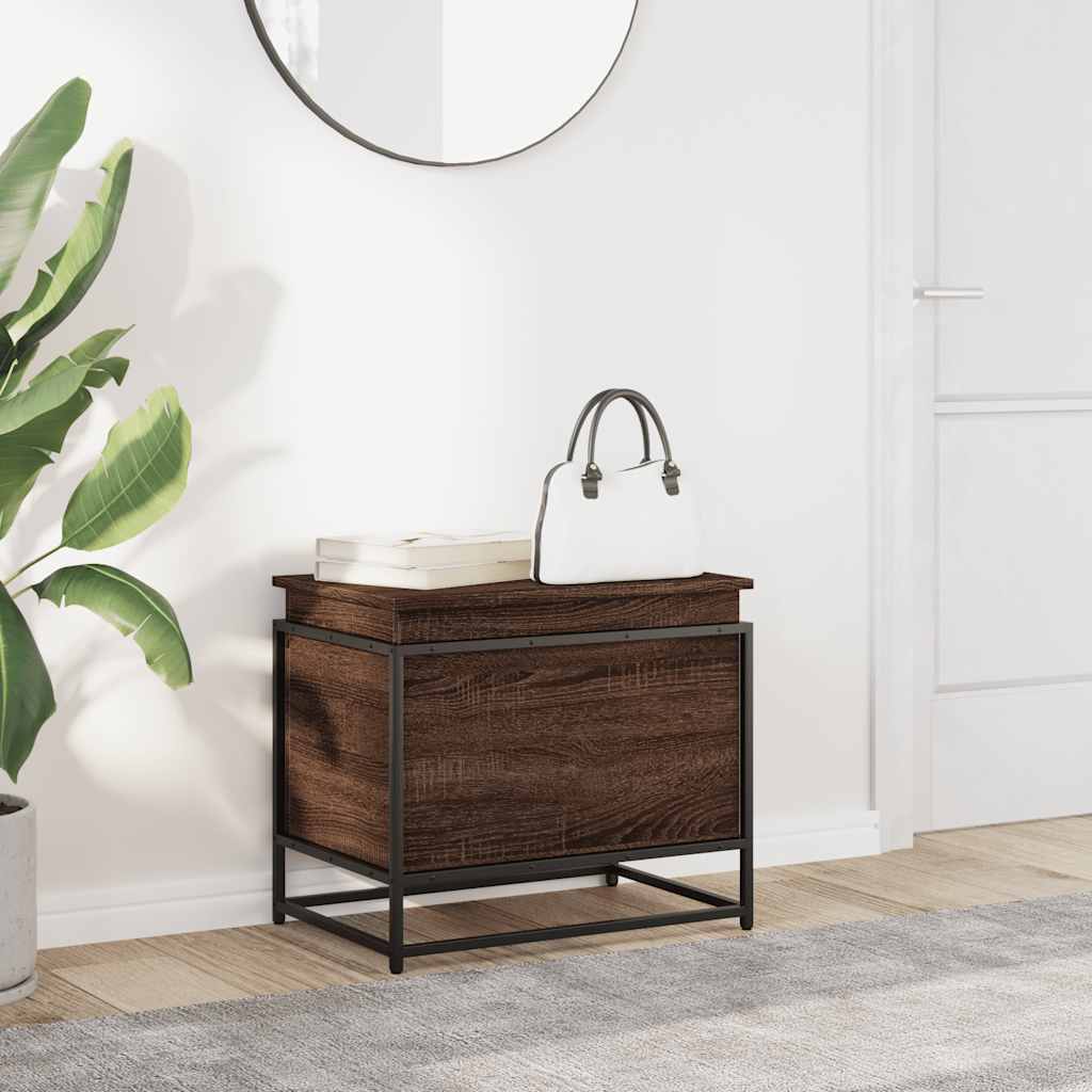 Boîte de rangement avec couvercle aspect chêne 60x40x51,5 cm