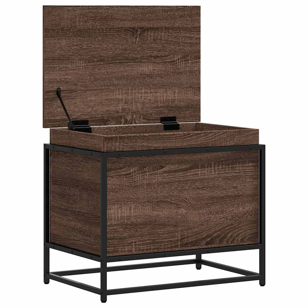 Boîte de rangement avec couvercle aspect chêne 60x40x51,5 cm
