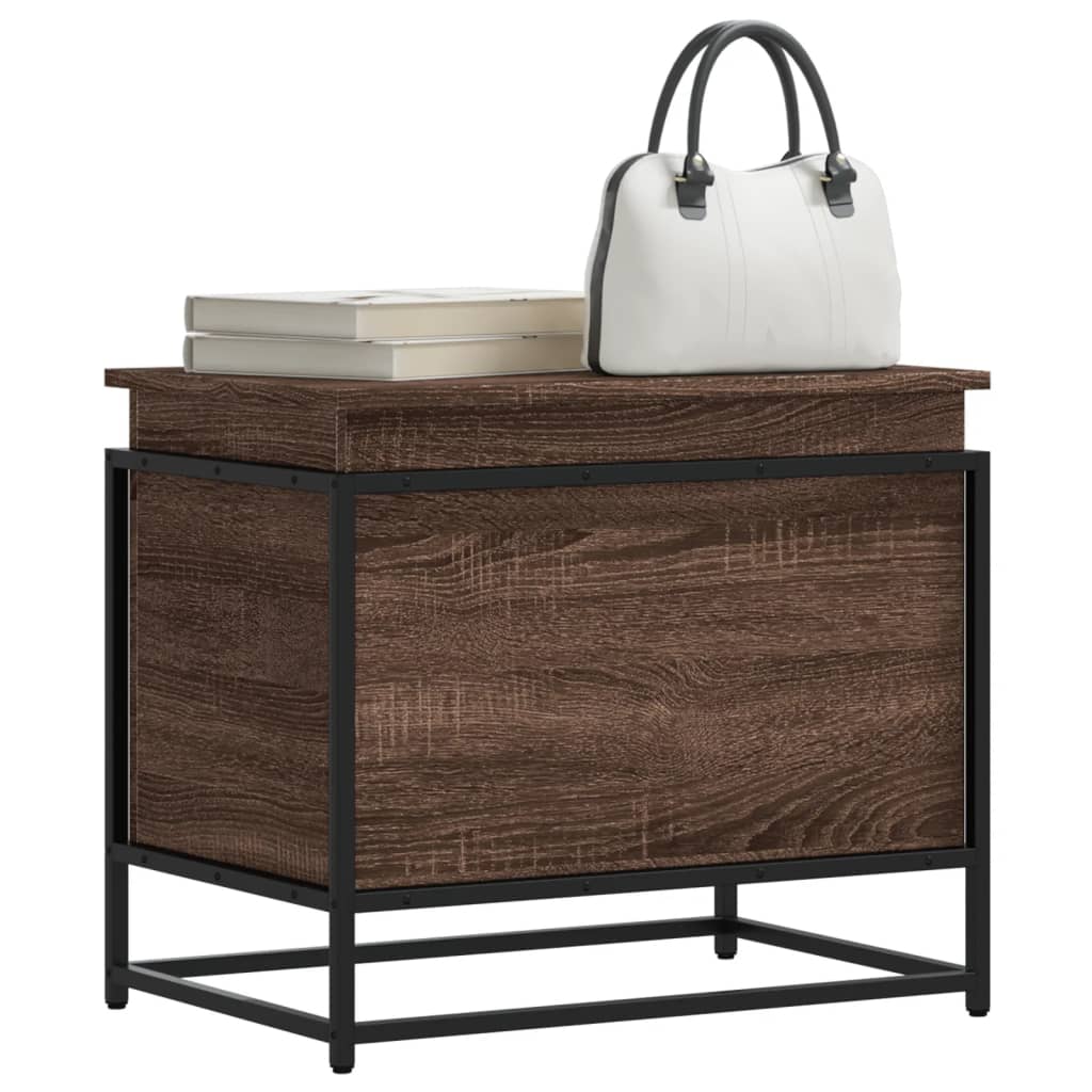 Boîte de rangement avec couvercle aspect chêne 60x40x51,5 cm
