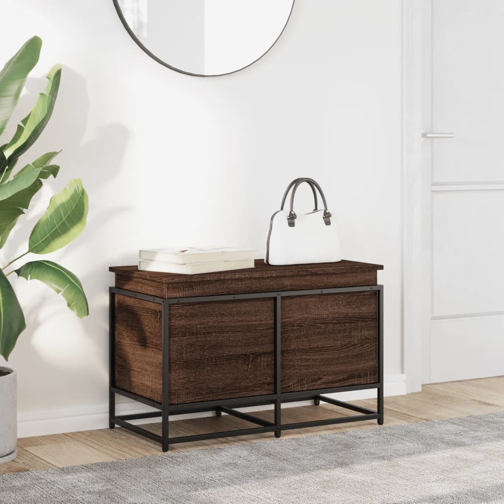 Boîte de rangement avec couvercle aspect chêne 80x40x51,5 cm