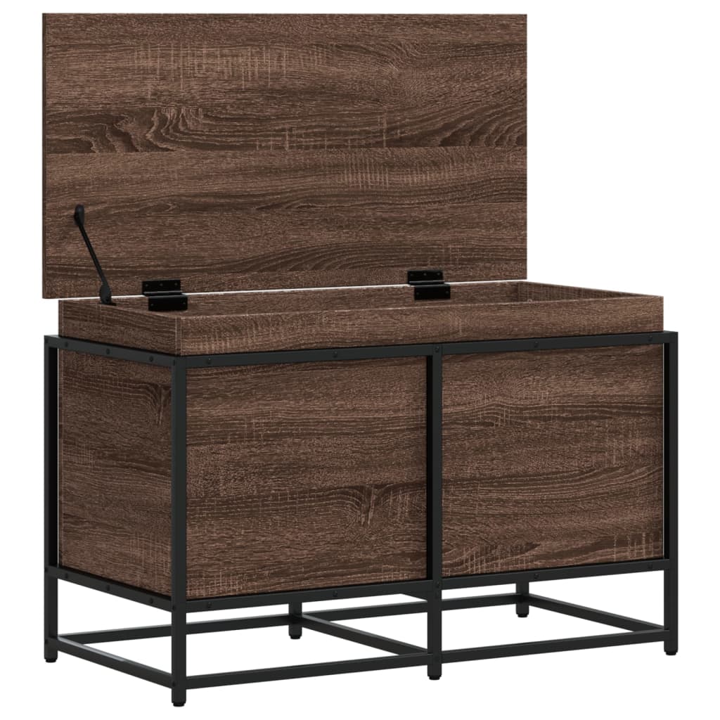 Boîte de rangement avec couvercle aspect chêne 80x40x51,5 cm