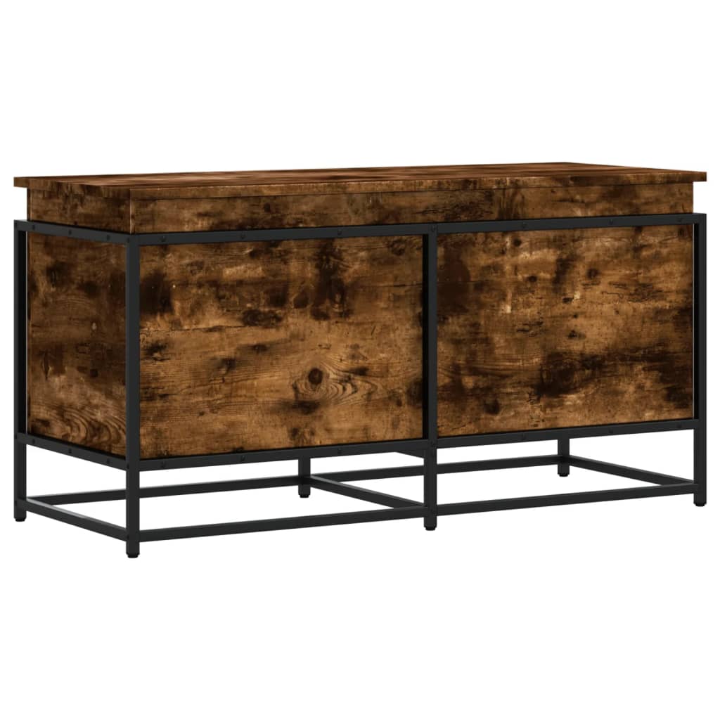Boîte de rangement avec couvercle chêne fumé 100x40x51,5 cm