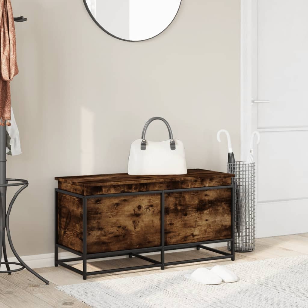 Boîte de rangement avec couvercle chêne fumé 100x40x51,5 cm