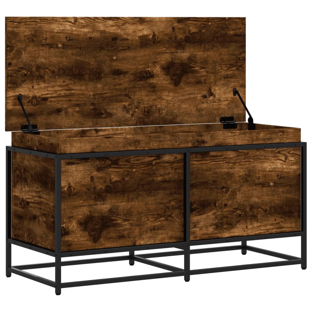 Boîte de rangement avec couvercle chêne fumé 100x40x51,5 cm