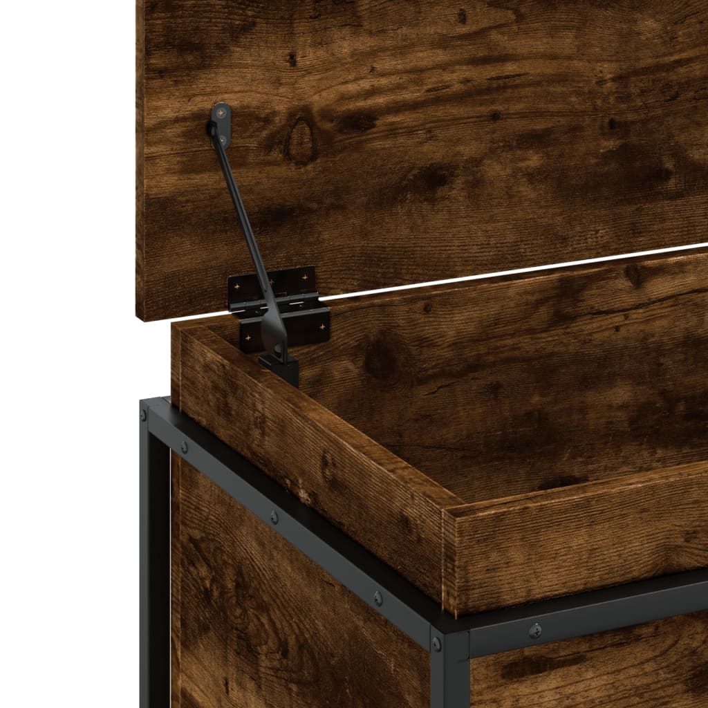 Boîte de rangement avec couvercle chêne fumé 100x40x51,5 cm