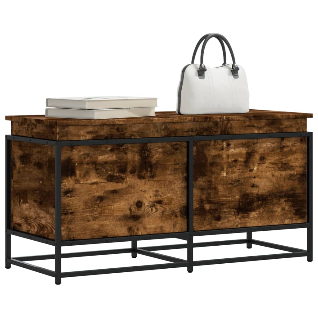 Boîte de rangement avec couvercle chêne fumé 100x40x51,5 cm